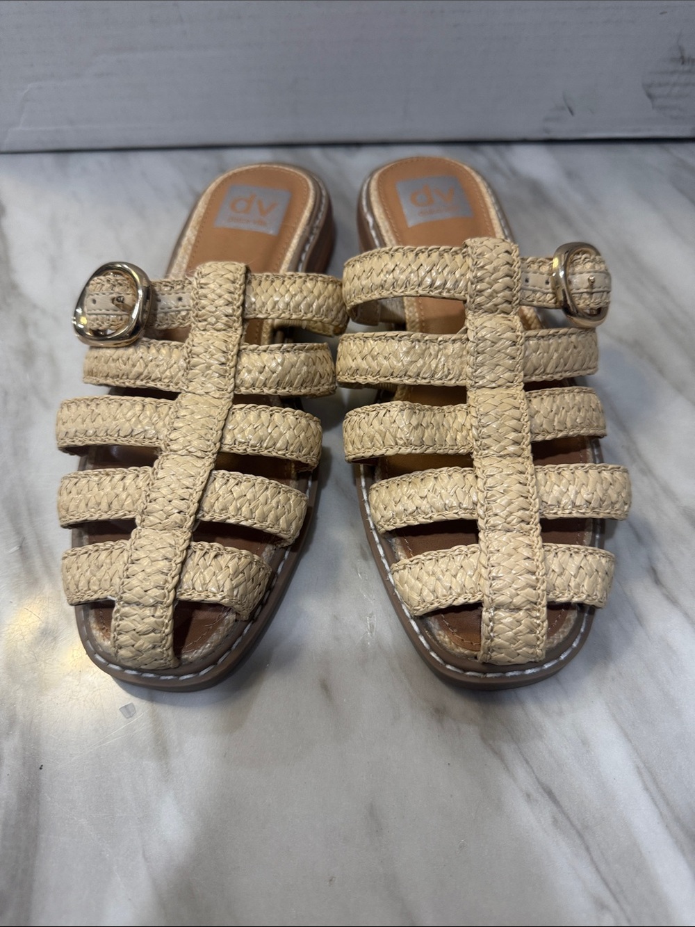 DV by Dolce Vita Natural Woven Buckle Slide Mules - Picture 2 of 10